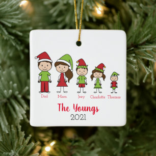 Adorno De Cerámica Familia de Navidades personalizados