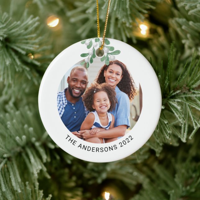 Adorno De Cerámica Familia de nombres personalizados Foto Mistletoe (Árbol)