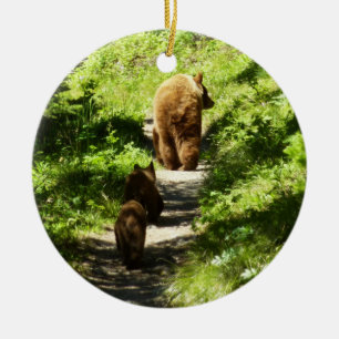 Adorno De Cerámica Familia de oso marrón