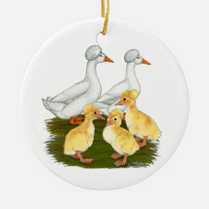 Adorno De Cerámica Familia de patos crestados