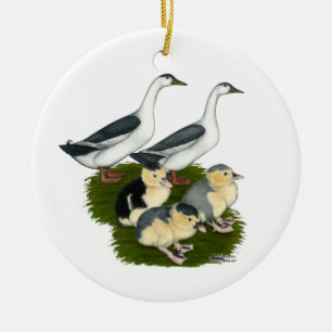 Adorno De Cerámica Familia de patos Urraca Azul