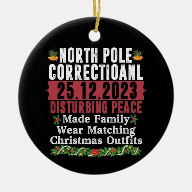 Adorno De Cerámica Familia de Paz perturbadora en el Polo Norte (Frente)