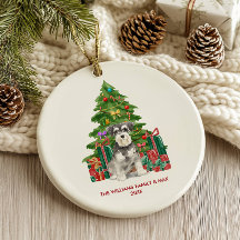 Familia de perro Schnauzer miniatura Navidad