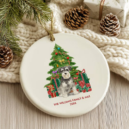Adorno De Cerámica Familia de perro Schnauzer miniatura Navidad