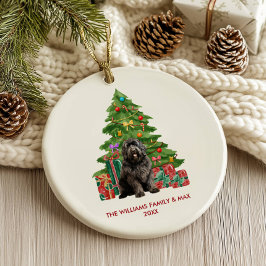 Adorno De Cerámica Familia de Perro Terranova Navidad