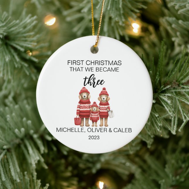 Adorno De Cerámica Familia de perros navidades de tres (Árbol)