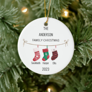 Adorno De Cerámica Familia de personalizados de 3 Navidades de accion