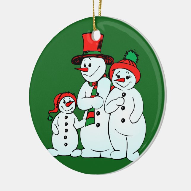 Adorno De Cerámica familia de snowman de vacaciones (Izquierda)