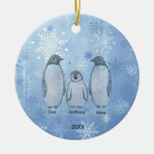 Adorno De Cerámica Familia de tres Navidades de familia pingüinos