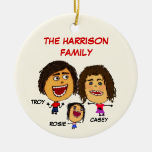 Adorno De Cerámica Familia de tres Personalizados con hija