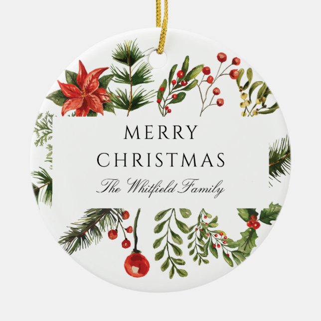 Adorno De Cerámica Familia de vegetación botánica para Navidades mode (Frente)