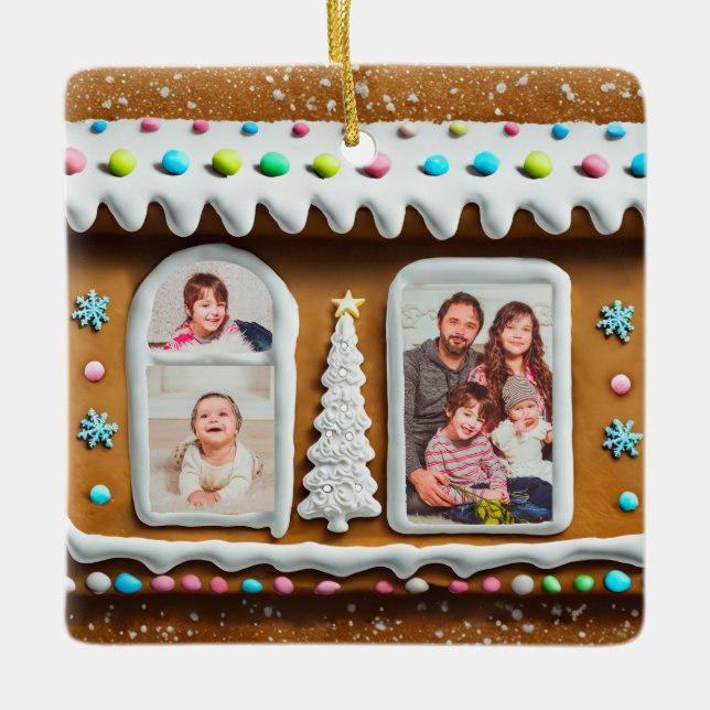 Adorno De Cerámica Familia en la casa de los Navidades Gingerbread Fo (Anverso)