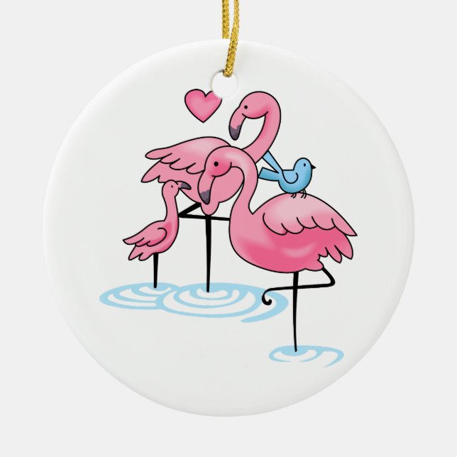 Adorno De Cerámica Familia Flamingo (Frente)
