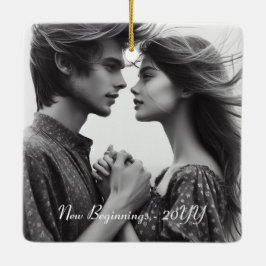 Adorno De Cerámica Familia fotográfica personalizada, Navidades de pa