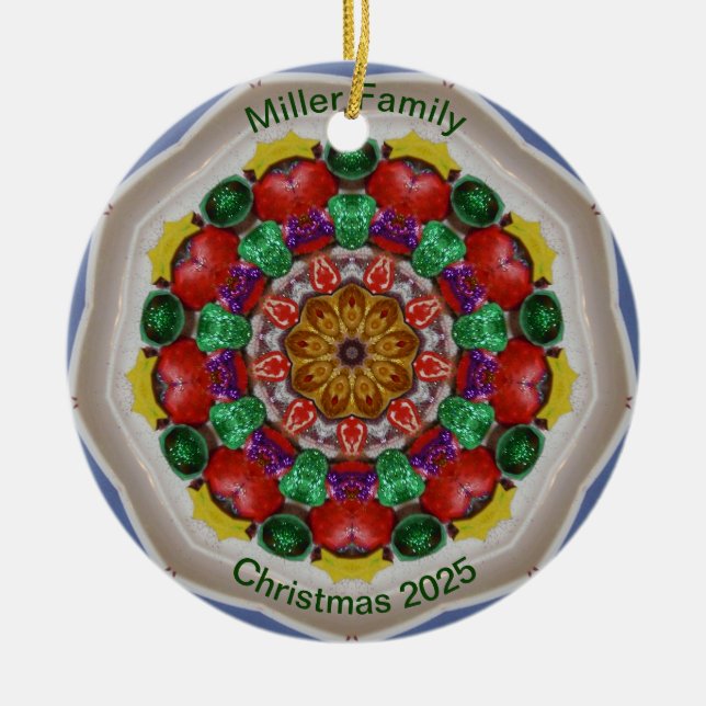 Adorno De Cerámica FAMILIA MILLER ~ Fractal Navidades personalizadas  (Frente)