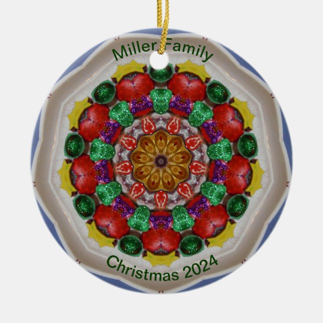 Adorno De Cerámica FAMILIA MILLER ~ Fractal Navidades personalizadas  (Frente)