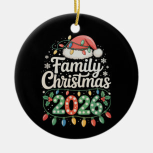 Adorno De Cerámica Familia Navidad 2026 Fiesta Navideña Xmas Santa