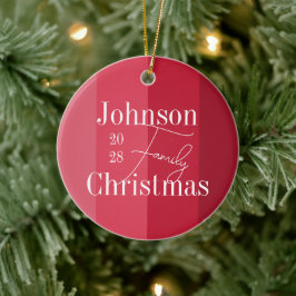 Adorno De Cerámica Familia navidades Nombre franjas rojas modernas