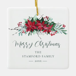 Adorno De Cerámica Familia navideña de Navidades de Poinsettia