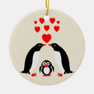 Adorno De Cerámica Familia Penguins