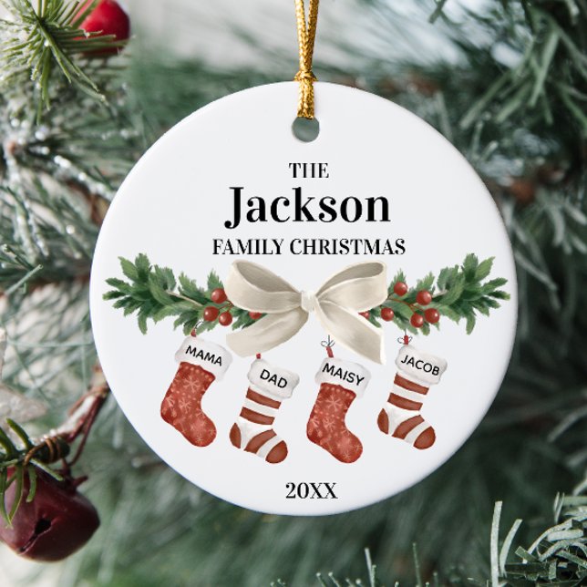 Adorno De Cerámica Familia Personalizable De 4 Navidades En Pie (Subido por el creador)