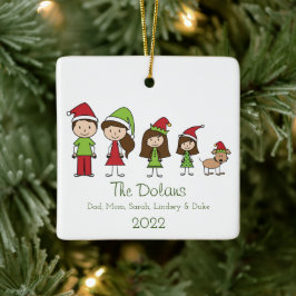 Adorno De Cerámica Familia personalizada con Navidades adorables