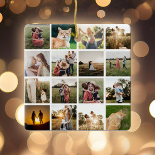 Adorno De Cerámica Familia personalizada de collage de fotos