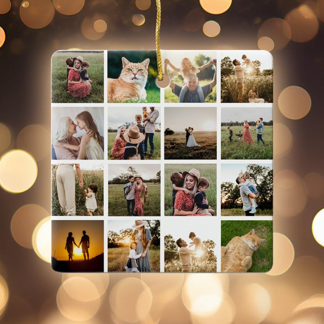 Adorno De Cerámica Familia personalizada de collage de fotos (Subido por el creador)