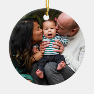 Adorno De Cerámica Familia personalizada de dos fotos de doble cara