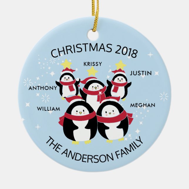 Adorno De Cerámica Familia personalizada diversión de 5 navidad de (Frente)