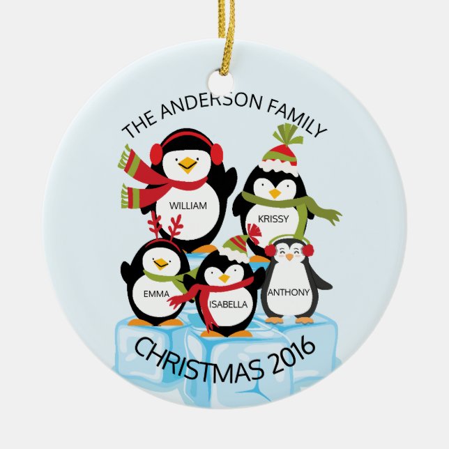 Adorno De Cerámica Familia personalizada LINDA de 5 navidad de los (Frente)