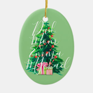 Adorno De Cerámica Familia Personalizada Nombres de árbol de Navidad