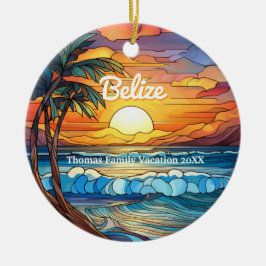 Adorno De Cerámica Familia personalizado Belice Vacaciones Faux Stain