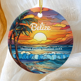 Adorno De Cerámica Familia personalizado Belice Vacaciones Faux Stain