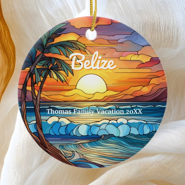 Adorno De Cerámica Familia personalizado Belice Vacaciones Faux Stain (Subido por el creador)