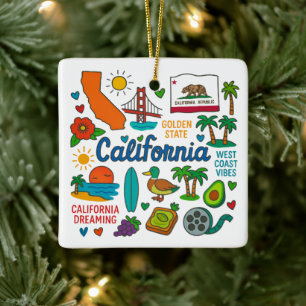 Adorno De Cerámica Familia Personalizado de California viaje Navidade