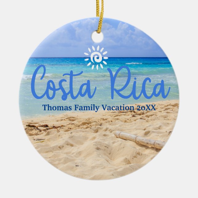 Adorno De Cerámica Familia personalizado Navidades de vacaciones de C (Frente)