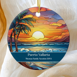 Adorno De Cerámica Familia personalizado Puerto Vallarta Beach Vacaci