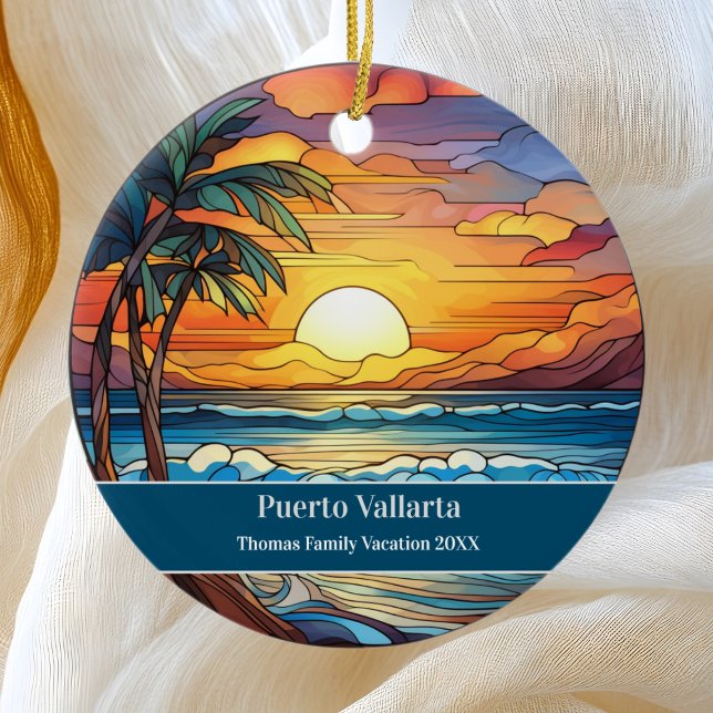 Adorno De Cerámica Familia personalizado Puerto Vallarta Beach Vacaci (Subido por el creador)
