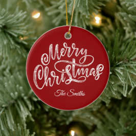 Adorno De Cerámica Familia personalizado saluda Feliz Navidad