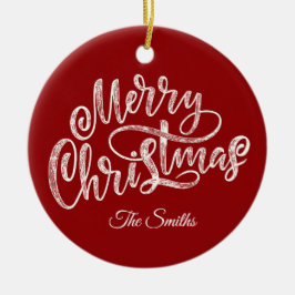 Adorno De Cerámica Familia personalizado saluda Feliz Navidad