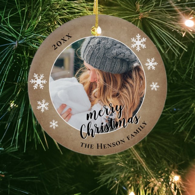 Adorno De Cerámica Familia Rusa Foto Snowflake Feliz Navidad (Subido por el creador)