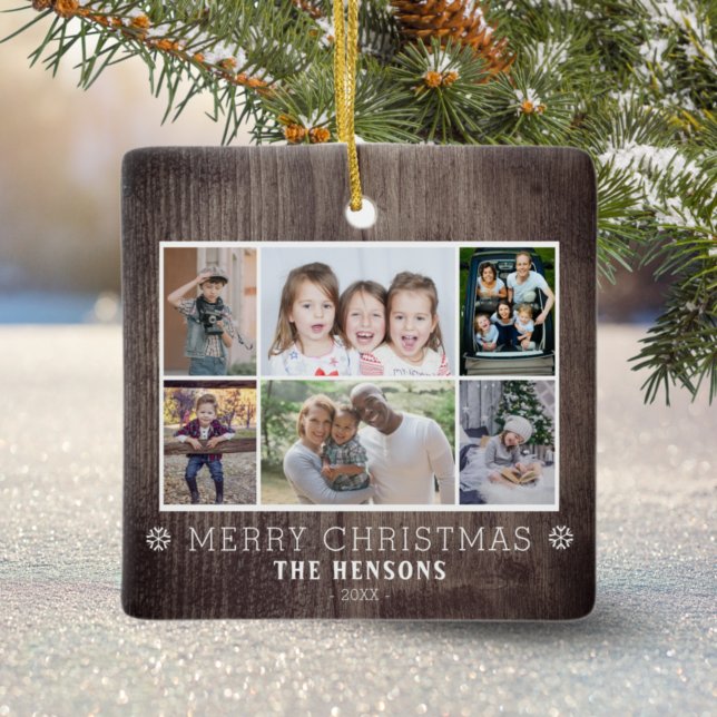 Adorno De Cerámica Familia Rustic Wood 6 Navidades Collages de fotos (Subido por el creador)