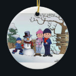 Adorno De Cerámica Familia Snowman - 1 niño<br><div class="desc">Familia de Snowman personalizada - 1 niño</div>
