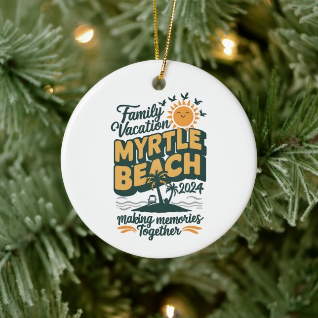 Adorno De Cerámica Familia Vacation Myrtle Beach 2024 Haciendo Recuer (Árbol)