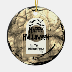 Adorno De Cerámica Familly Photo Keepsake Spooky Happy Halloween