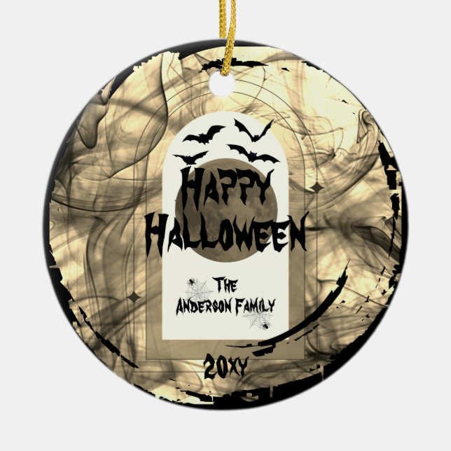 Adorno De Cerámica Familly Photo Keepsake Spooky Happy Halloween (Frente)