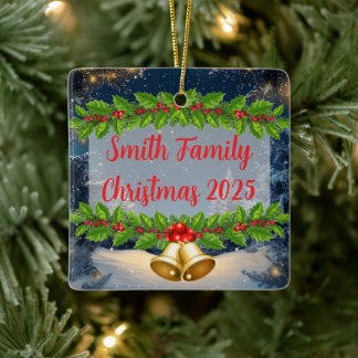 Adorno De Cerámica Family Name Christmas Ornament