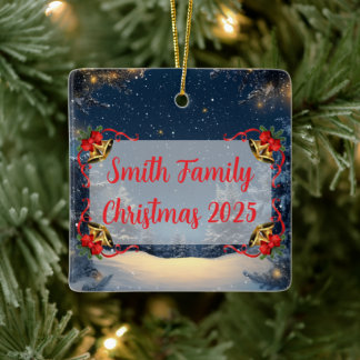 Adorno De Cerámica Family Name Christmas Ornament