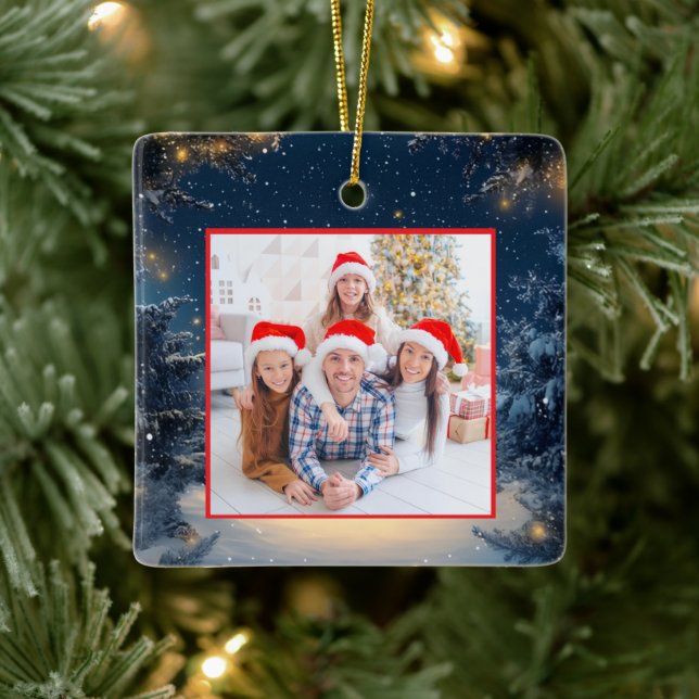 Adorno De Cerámica Family Photo Christmas Ornament (Árbol)